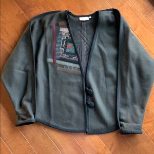 Beppa green patchwork wool blazer- L